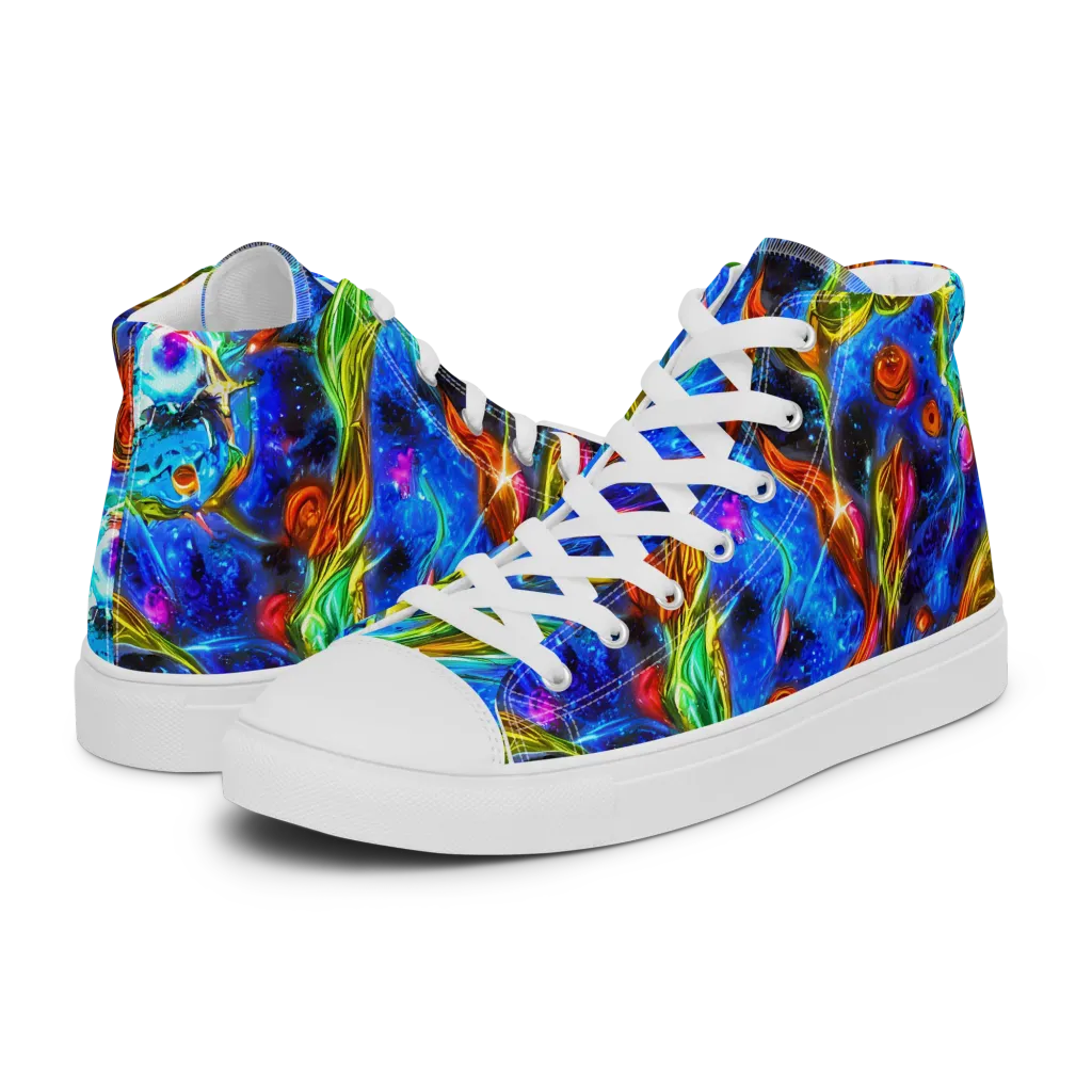 The Cobalt Spiral on Men's High Top Canvas Shoes — Left