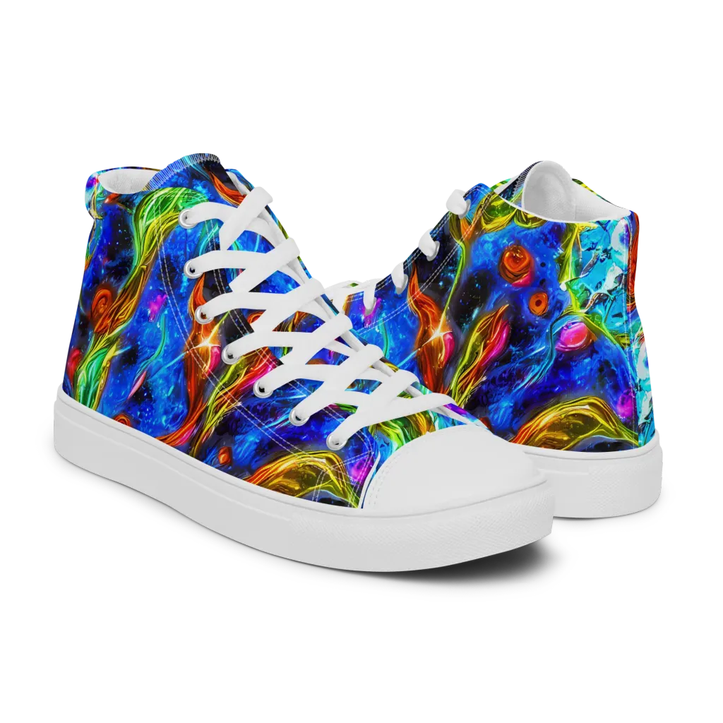 The Cobalt Spiral on Men's High Top Canvas Shoes — Right