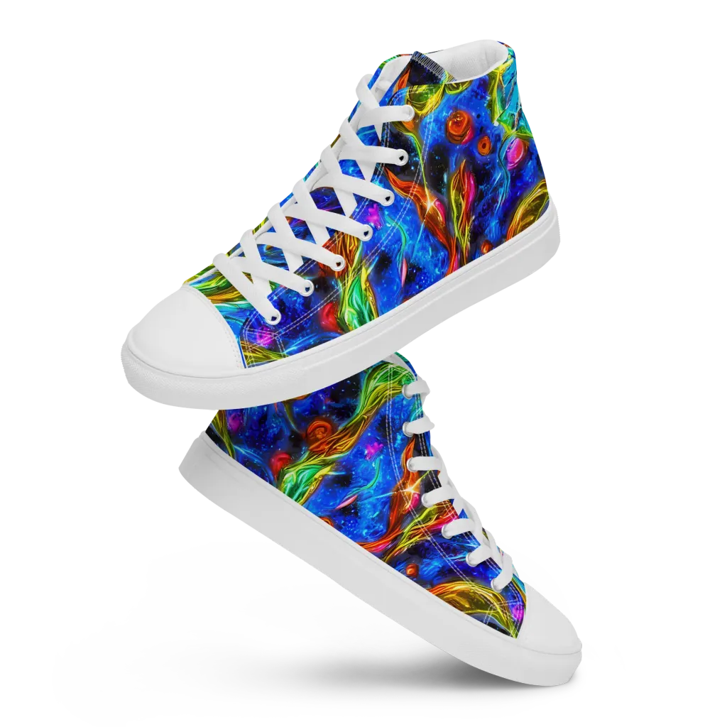 The Cobalt Spiral on Men's High Top Canvas Shoes — Front