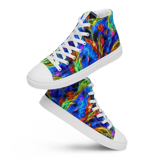 The Cobalt Spiral on a Men's High Top Canvas Shoes