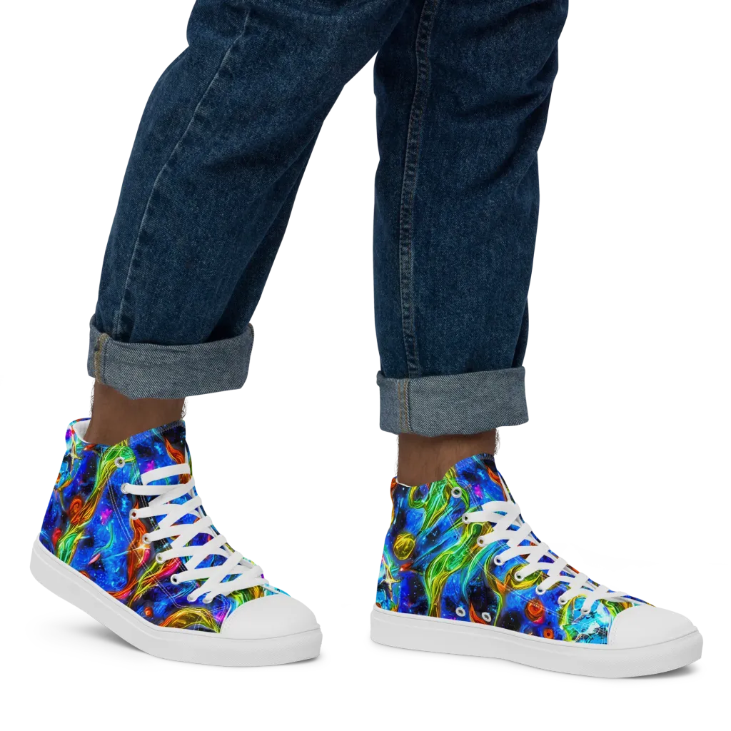 The Cobalt Spiral on Men's High Top Canvas Shoes — Right