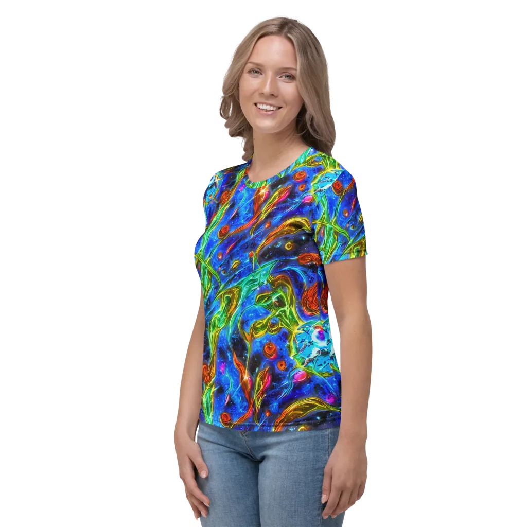 The Cobalt Spiral on Women's Crew Neck T-Shirt — Left