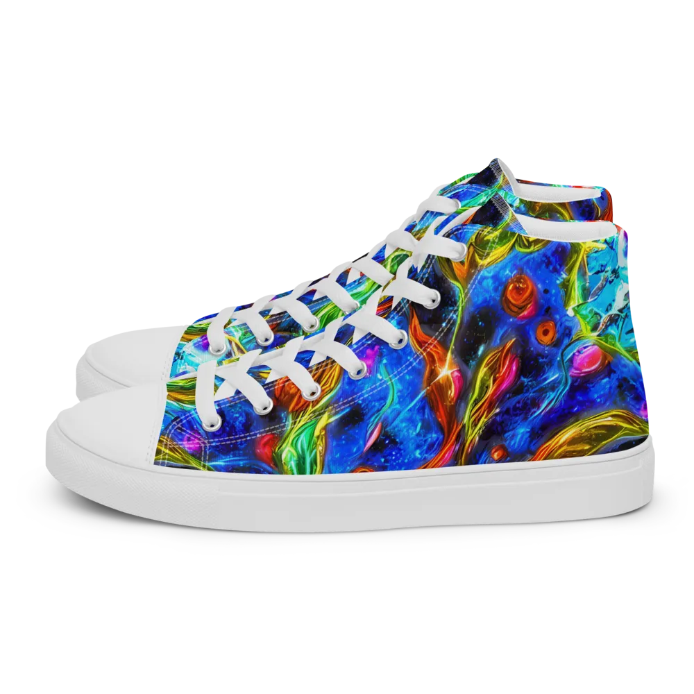 The Cobalt Spiral on Women's High Top Canvas Shoes — Left
