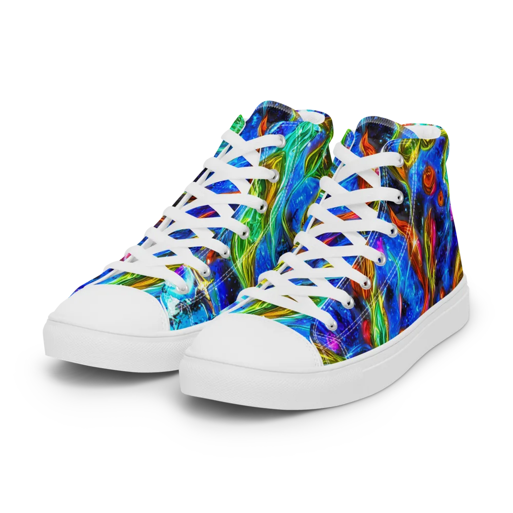 The Cobalt Spiral on Women's High Top Canvas Shoes — Left Front
