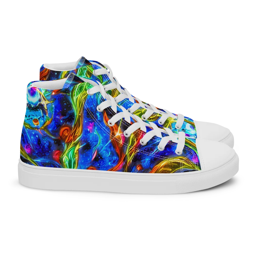 The Cobalt Spiral on Women's High Top Canvas Shoes — Right