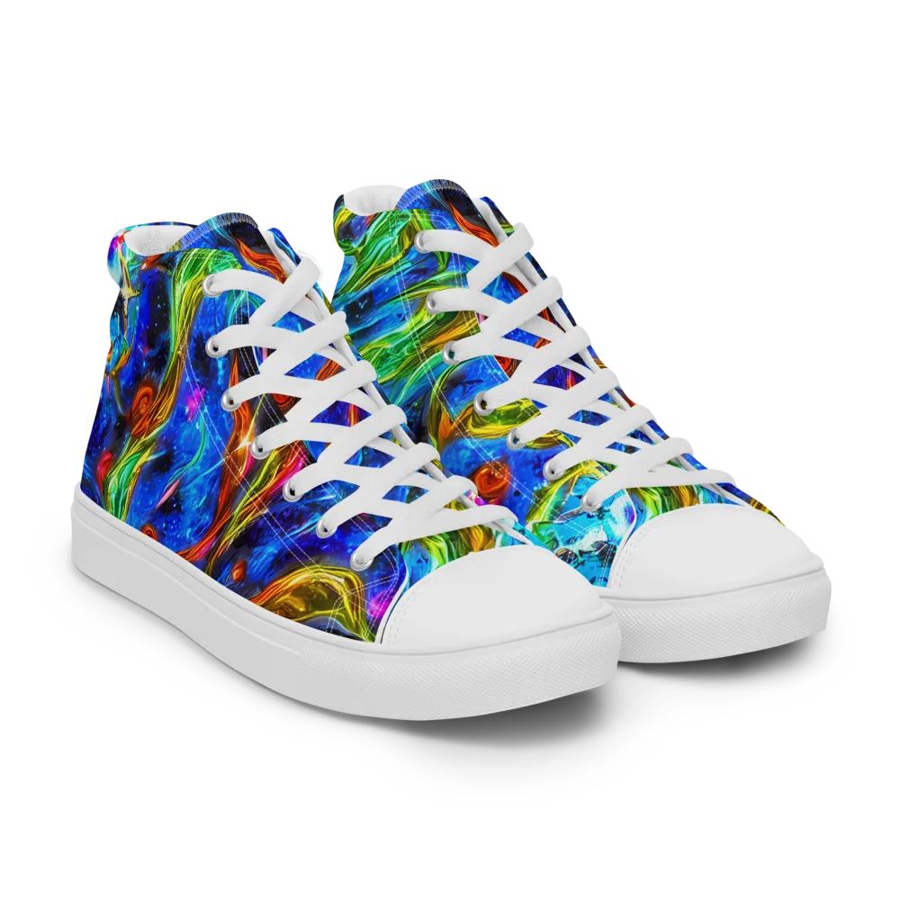The Cobalt Spiral on Women's High Top Canvas Shoes — Right Front