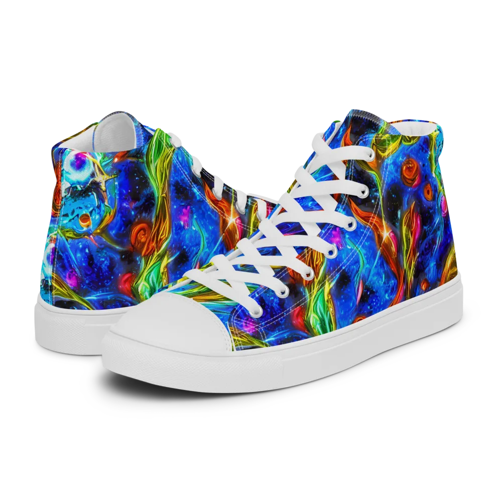 The Cobalt Spiral on Women's High Top Canvas Shoes — Left