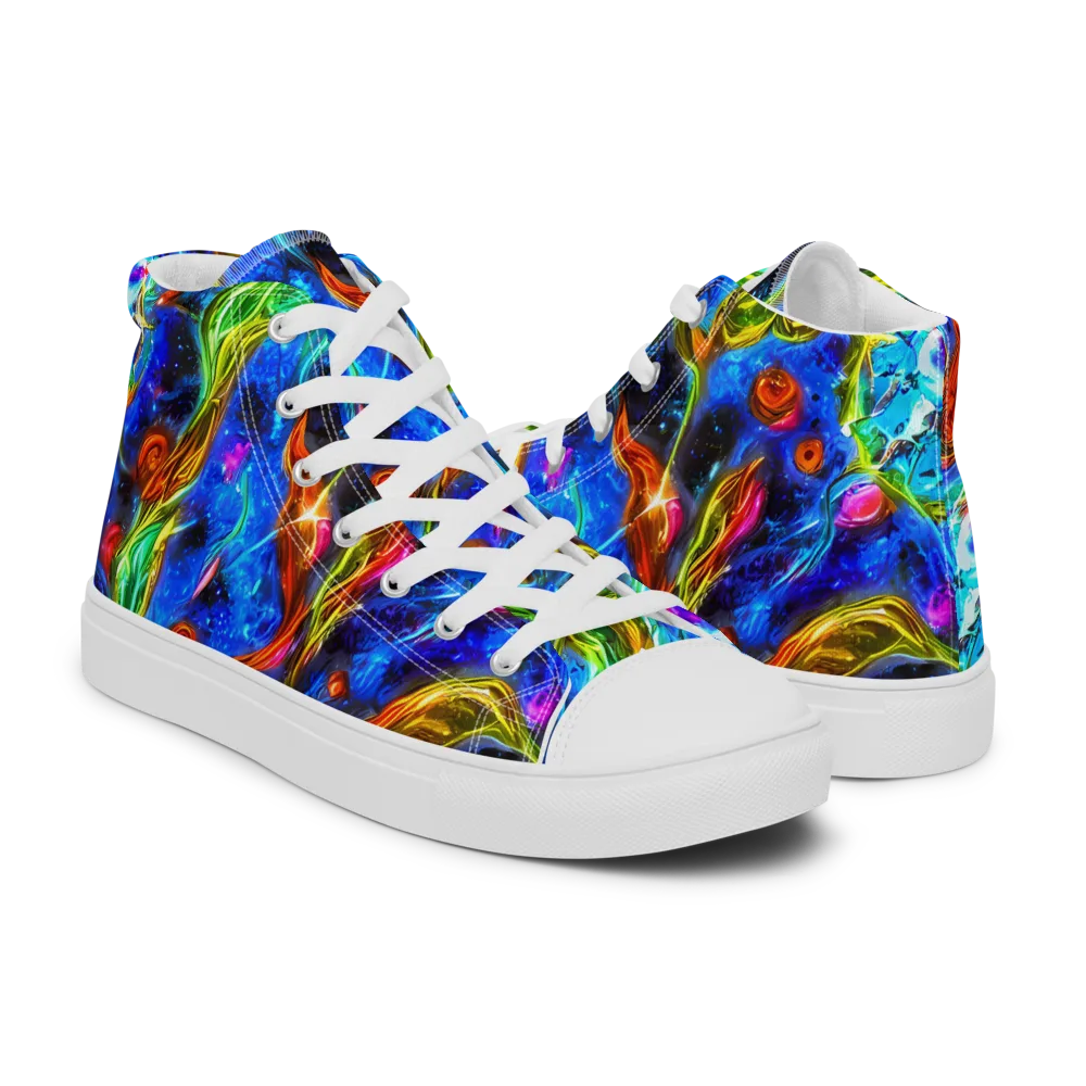 The Cobalt Spiral on Women's High Top Canvas Shoes — Right