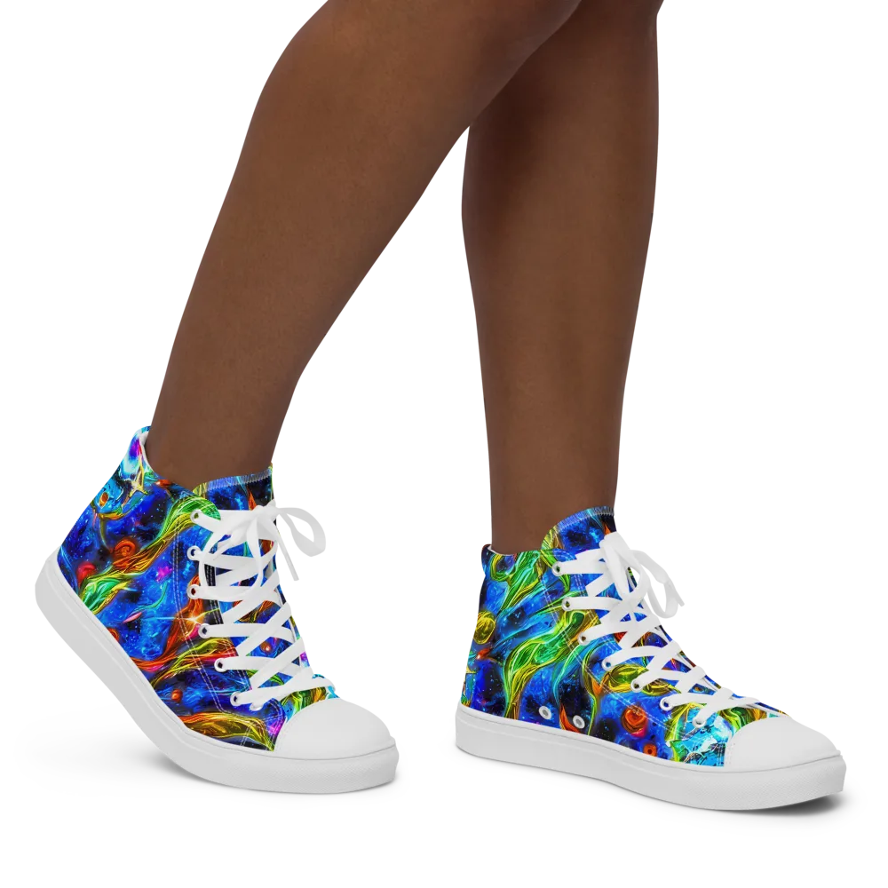 The Cobalt Spiral on Women's High Top Canvas Shoes — Right