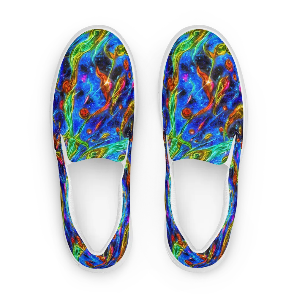 The Cobalt Spiral on Men's Slip-On Canvas Shoes — Front