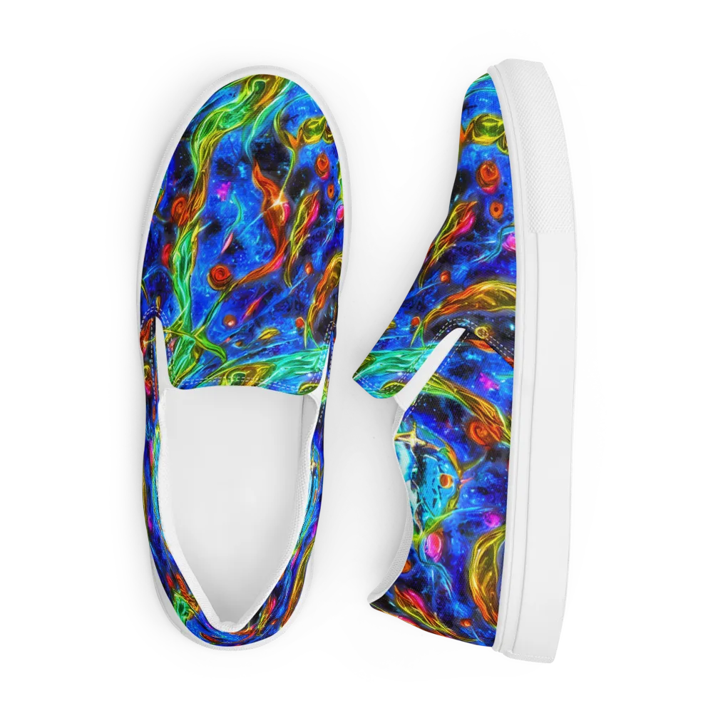 The Cobalt Spiral on Men's Slip-On Canvas Shoes — Front