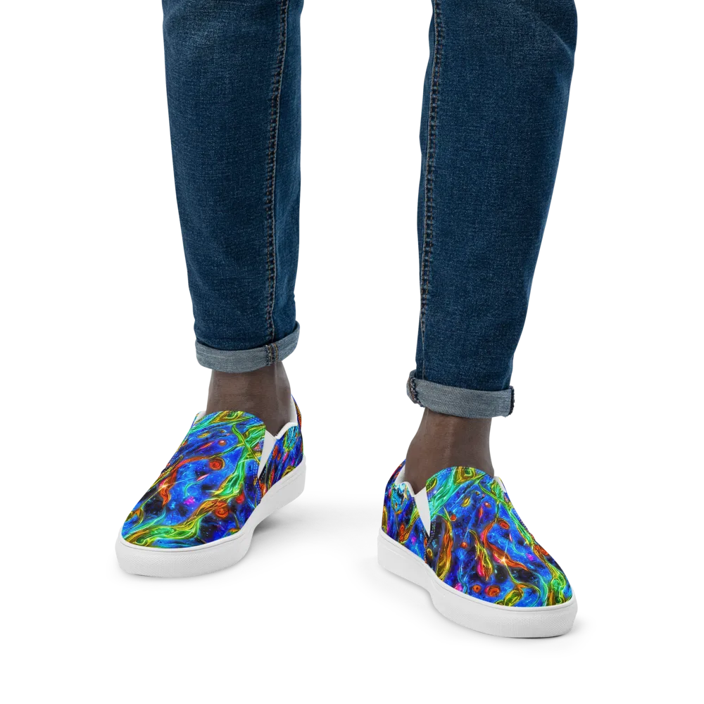The Cobalt Spiral on Men's Slip-On Canvas Shoes — Front
