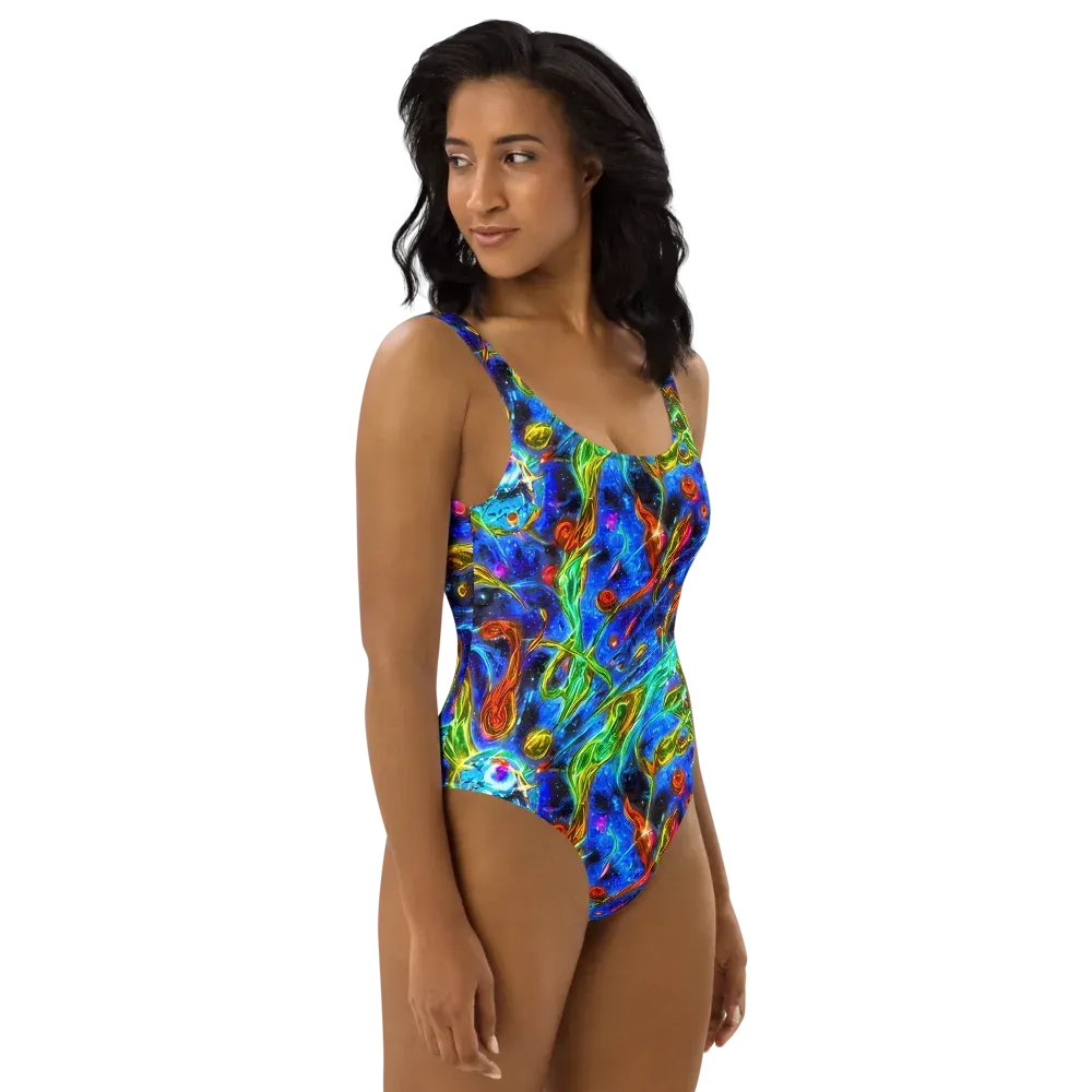The Cobalt Spiral on One-Piece Swimsuit — Right