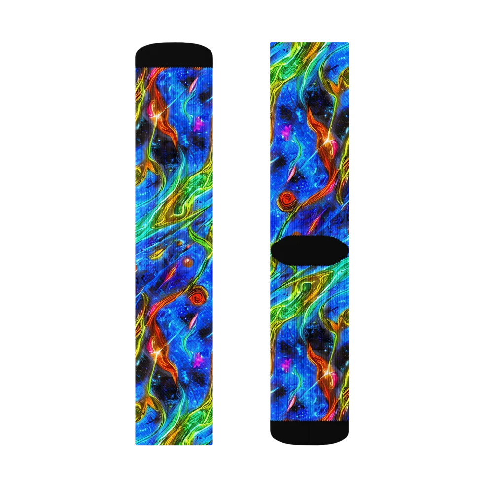 The Cobalt Spiral on Socks — Right Sock