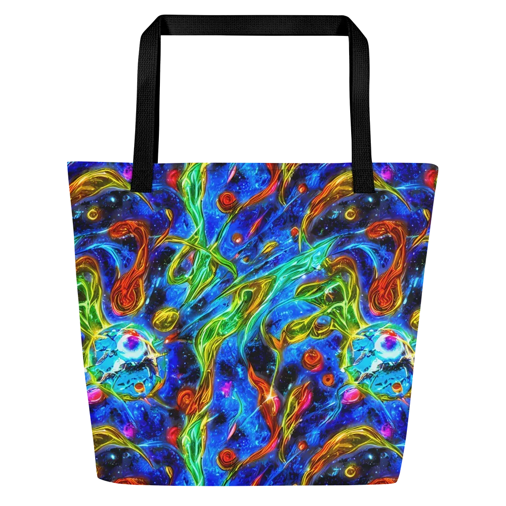 The Cobalt Spiral on Large Tote Bag W/ Pocket — Front