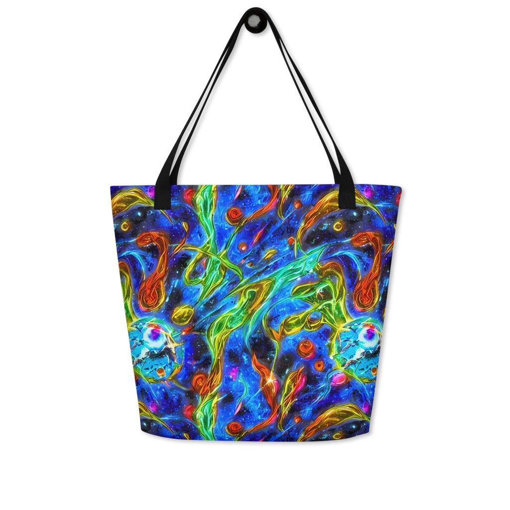 The Cobalt Spiral on Large Tote Bag W/ Pocket — Front