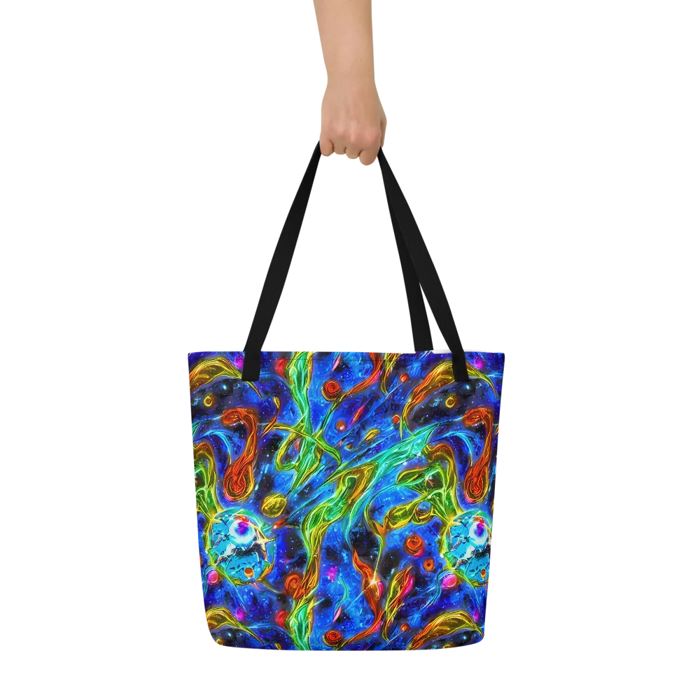 The Cobalt Spiral on Large Tote Bag W/ Pocket — Front