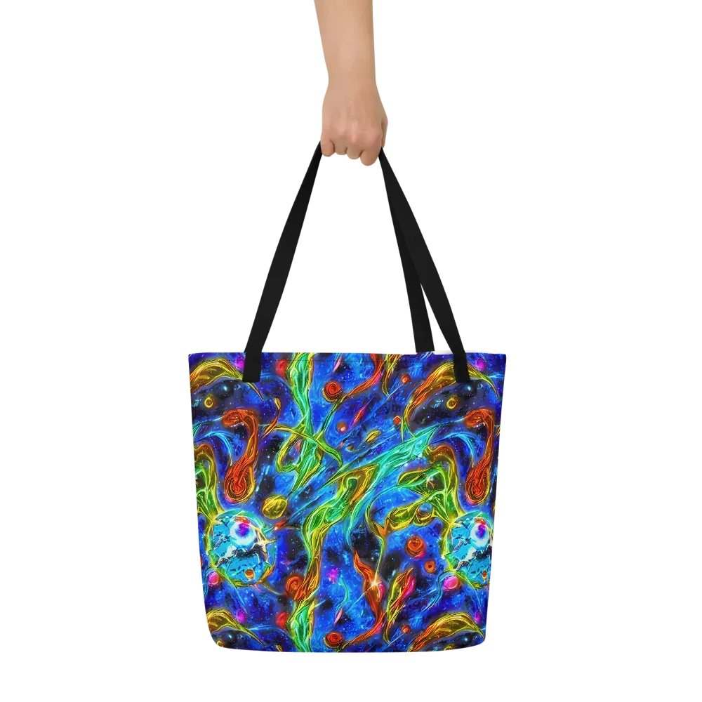 The Cobalt Spiral on Large Tote Bag W/ Pocket — Front