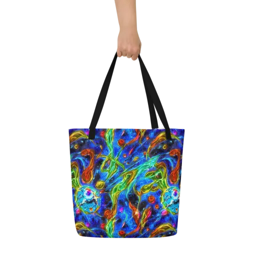 The Cobalt Spiral on a Large Tote Bag W/ Pocket
