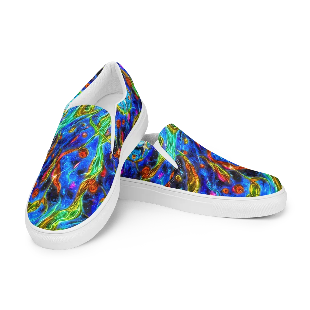 The Cobalt Spiral on Women's Slip-On Canvas Shoes — Left Front