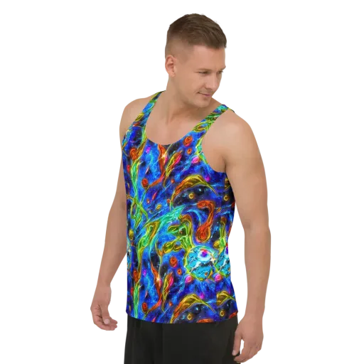 The Cobalt Spiral on a Men's Tank Top