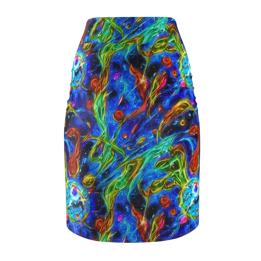 The Cobalt Spiral on Pencil Skirt — Back