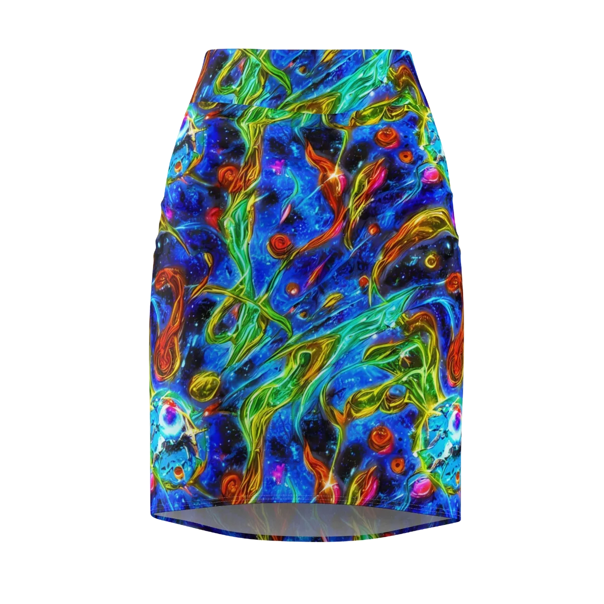 The Cobalt Spiral on Pencil Skirt — Front
