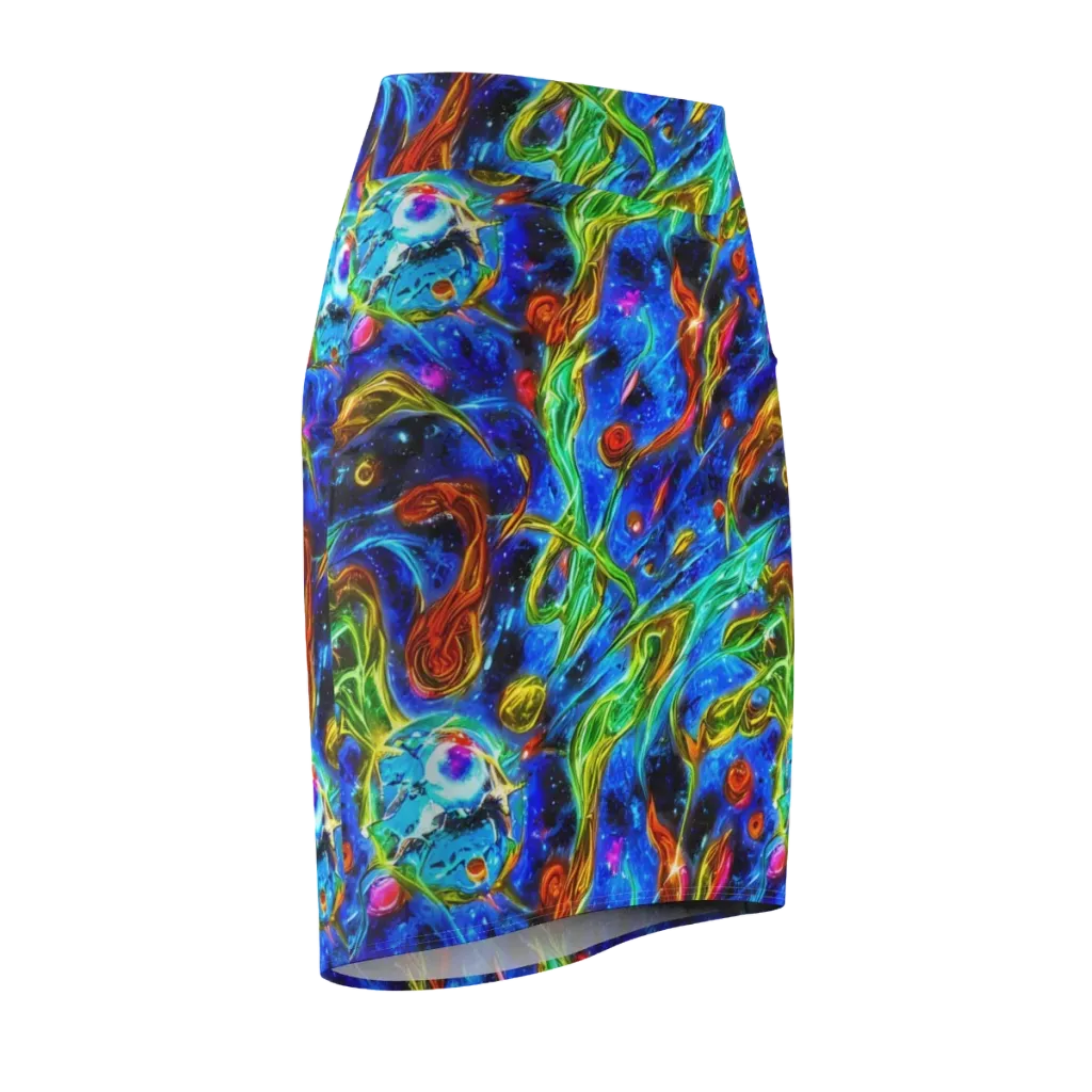 The Cobalt Spiral on Pencil Skirt — Front Side