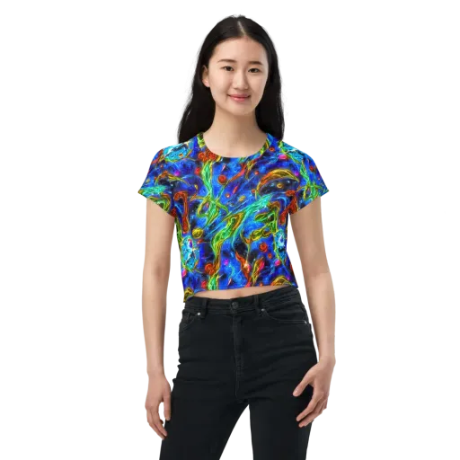 The Cobalt Spiral on a Crop Tee