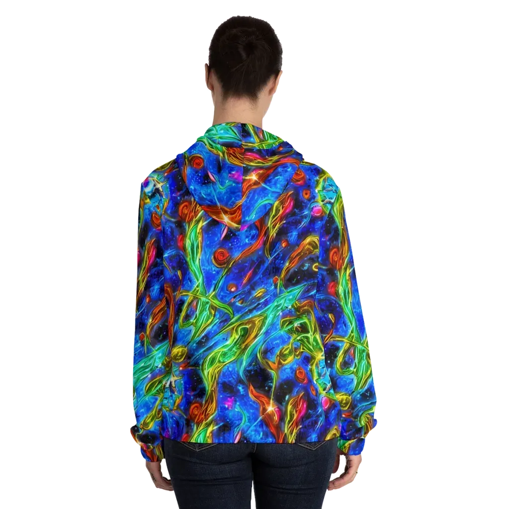 The Cobalt Spiral on Women's Full-Zip Hoodie — Back On Person