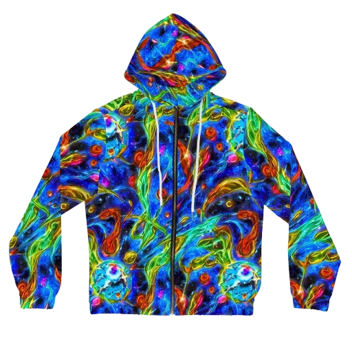 The Cobalt Spiral on a Women's Full-Zip Hoodie