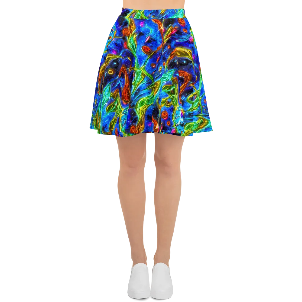The Cobalt Spiral on Skater Skirt — Front