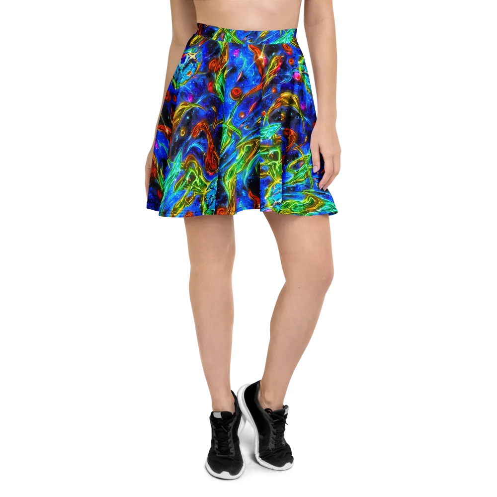 The Cobalt Spiral on Skater Skirt — Front