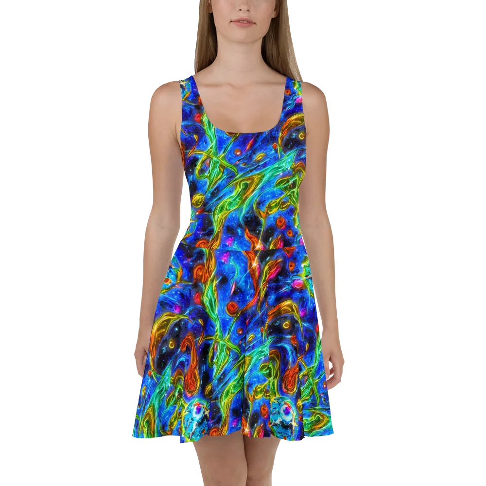 The Cobalt Spiral on Skater Dress — Front