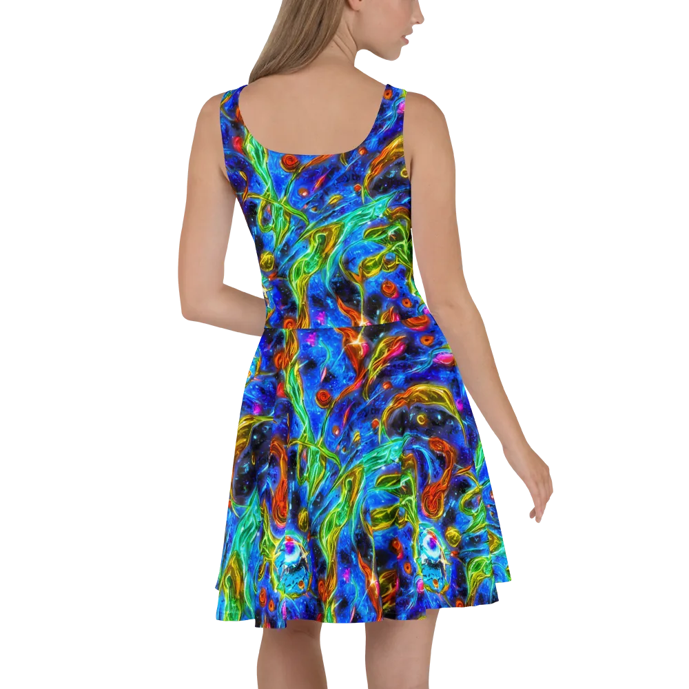 The Cobalt Spiral on Skater Dress — Back