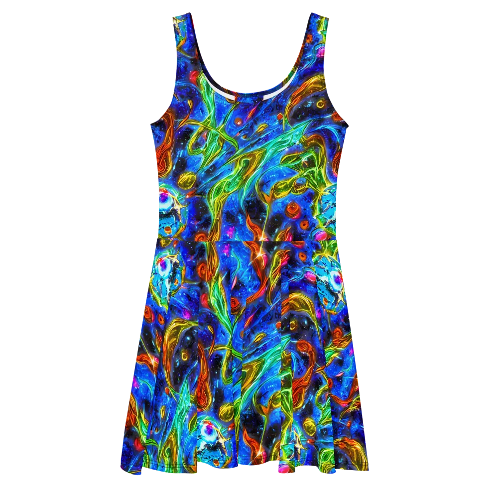 The Cobalt Spiral on Skater Dress — Front