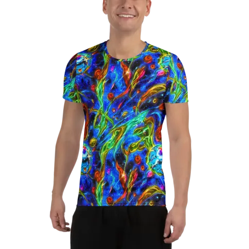 The Cobalt Spiral on a Men's Athletic T-Shirt