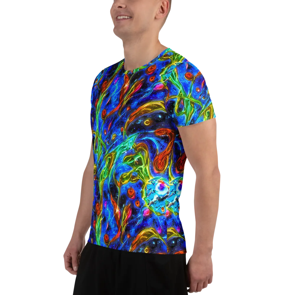 The Cobalt Spiral on Men's Athletic T-Shirt — Left