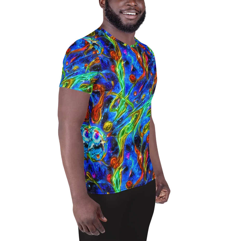 The Cobalt Spiral on Men's Athletic T-Shirt — Right