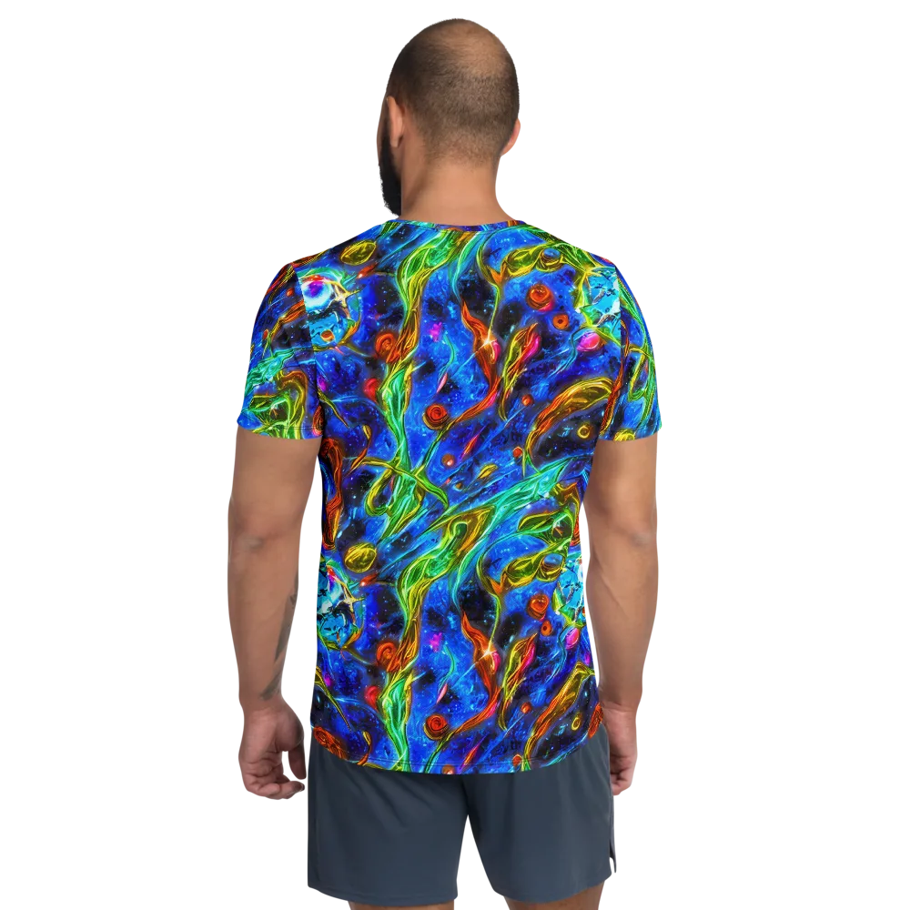 The Cobalt Spiral on Men's Athletic T-Shirt — Back