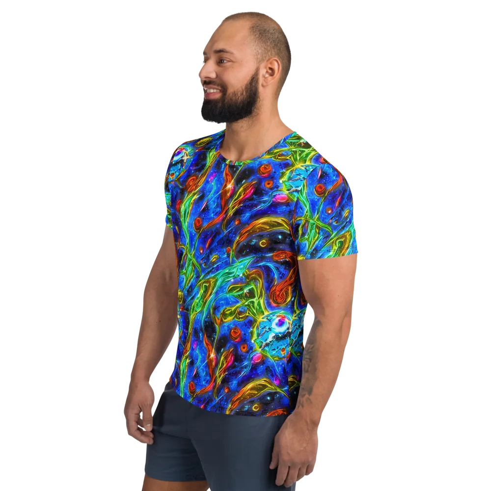 The Cobalt Spiral on Men's Athletic T-Shirt — Left
