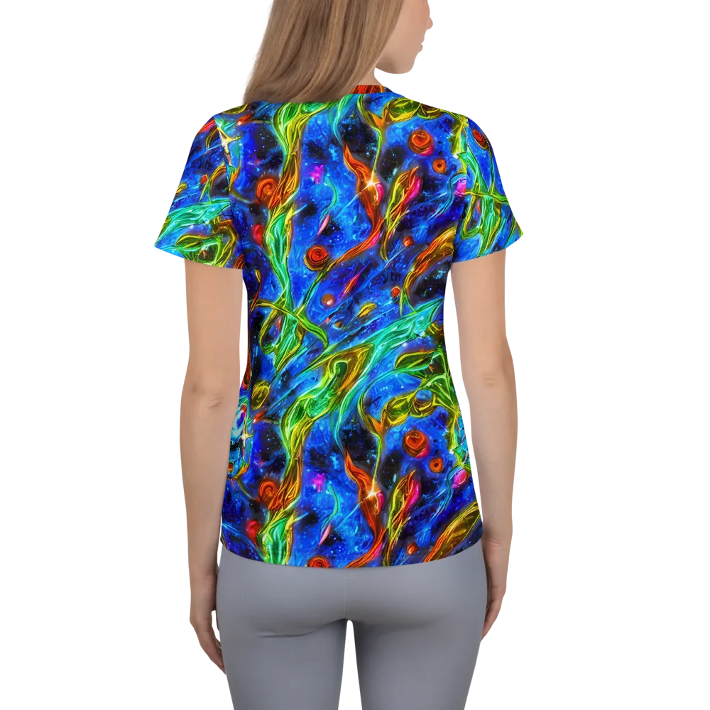 The Cobalt Spiral on Women's Athletic T-Shirt — Back