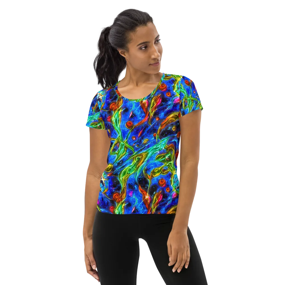 The Cobalt Spiral on Women's Athletic T-Shirt — Front