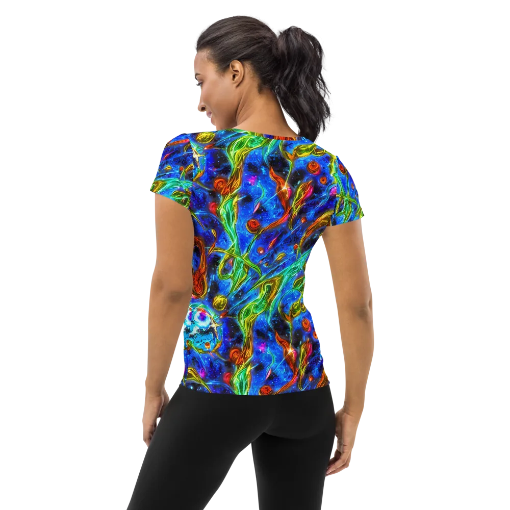 The Cobalt Spiral on Women's Athletic T-Shirt — Back
