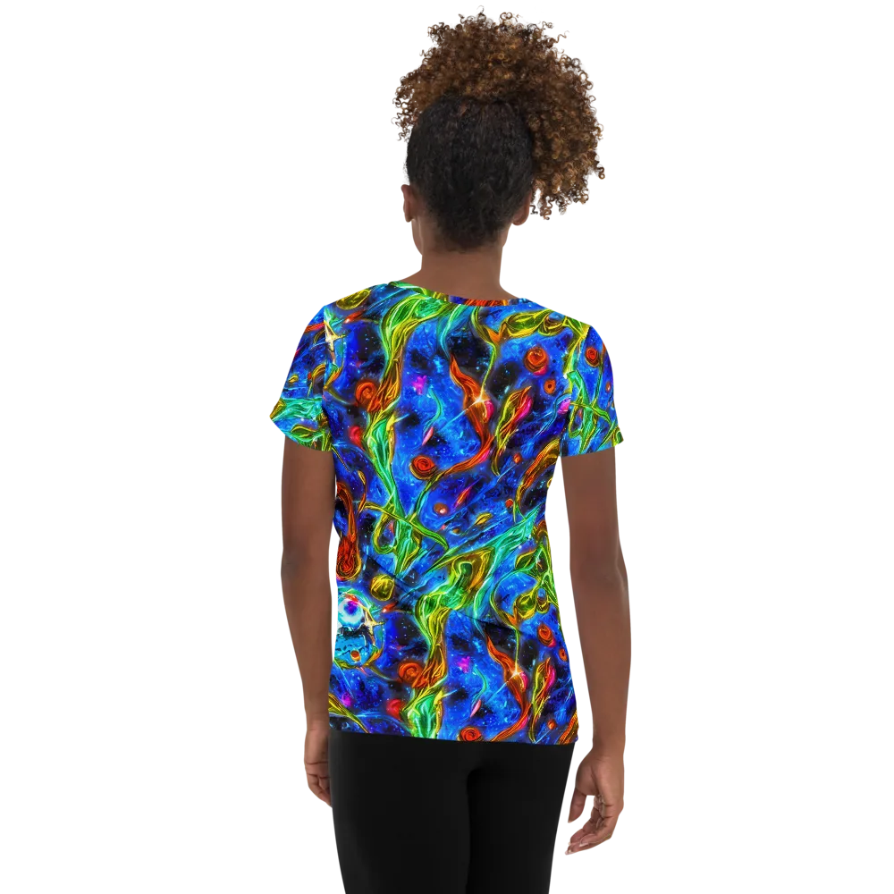The Cobalt Spiral on Women's Athletic T-Shirt — Back
