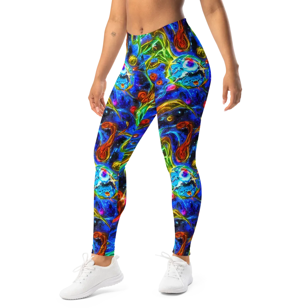 The Cobalt Spiral on Leggings — Left Front