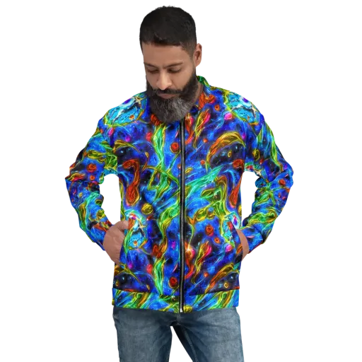The Cobalt Spiral on a Bomber Jacket