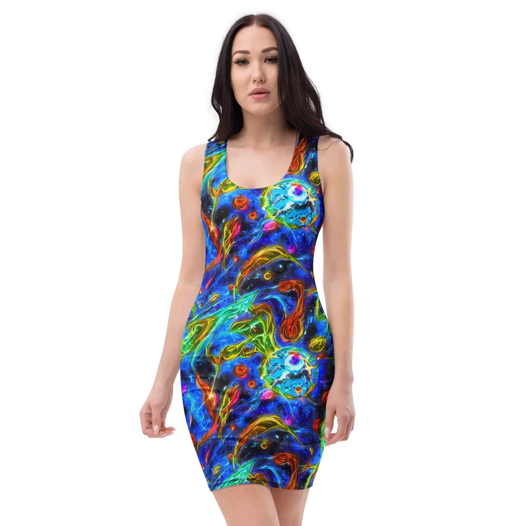 The Cobalt Spiral on Bodycon Dress — Front