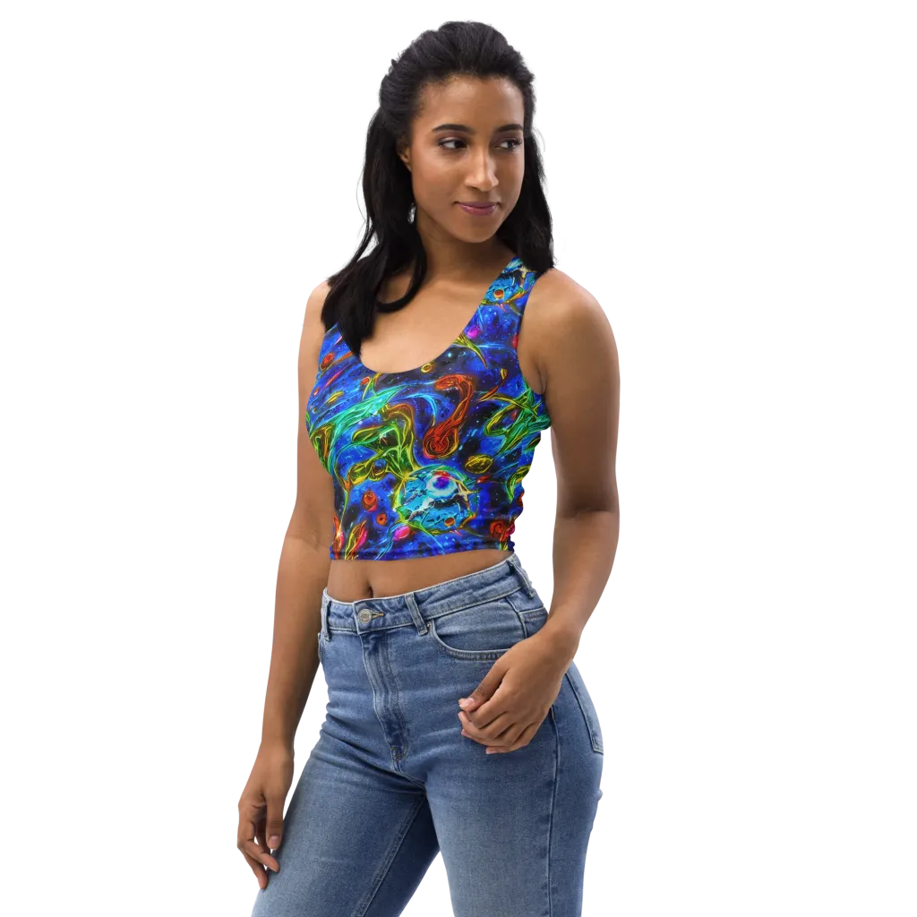 The Cobalt Spiral on Crop Top — Left Front