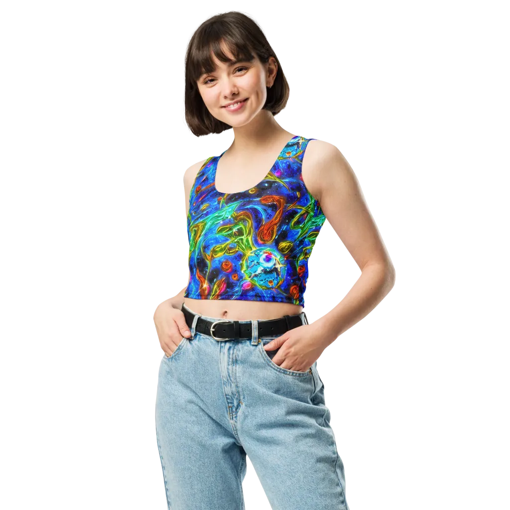 The Cobalt Spiral on Crop Top — Front